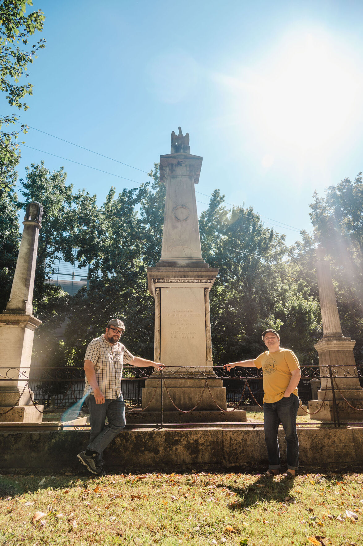 Bryan Gilley and Oliver Arney in the Nashville City Cemetery